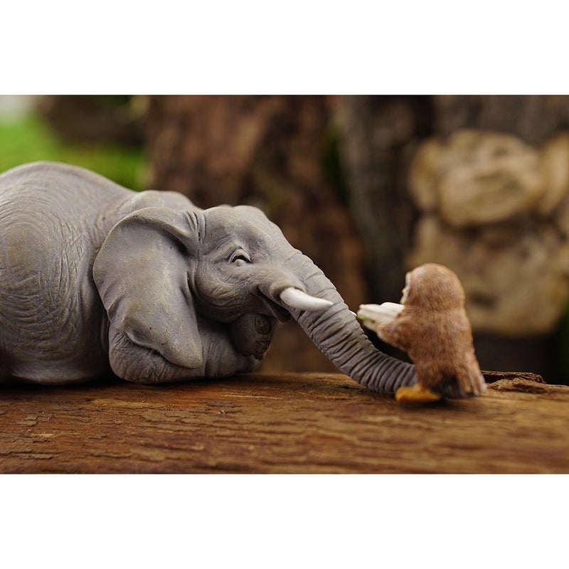 Top Collection Miniature Garden Elephant Reading Book with Owl, Gray - Image 4